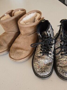 Size 12 Kids Bundle Lot of 2 pairs of boots UGGS Dr Marten's